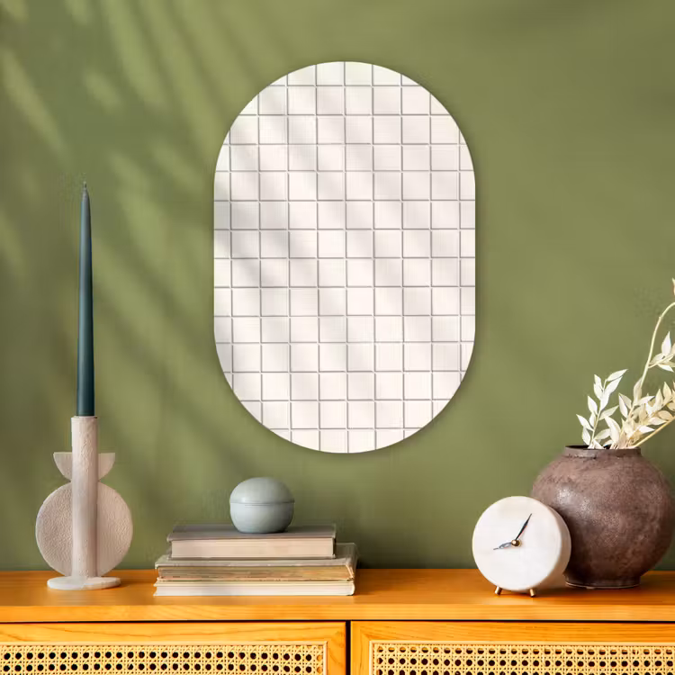 Patroon - Tegels - Wit Wandcirkel Ovaal Forex klein 630 -sfeer2