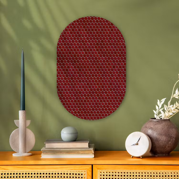 Penny - Mozaïek - Rond - Rood Wandcirkel Ovaal Forex klein 630 -sfeer2