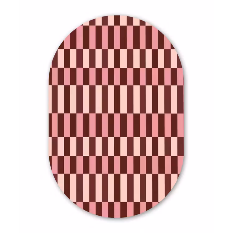 Roze - Rood - Blokjes Wandcirkel Ovaal Forex klein 630 -3d