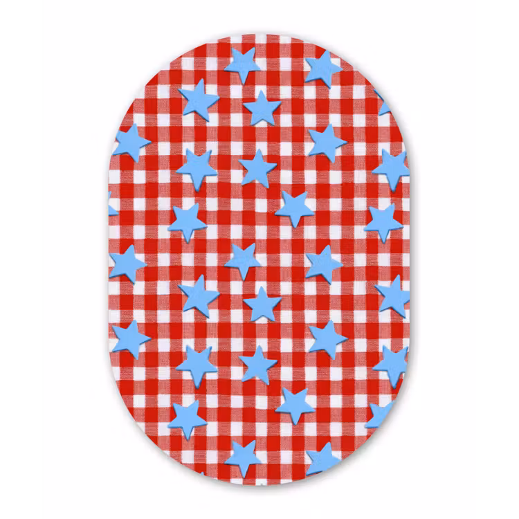 Ruit - Sterren - Rood Wandcirkel Ovaal Forex klein 630 -3d