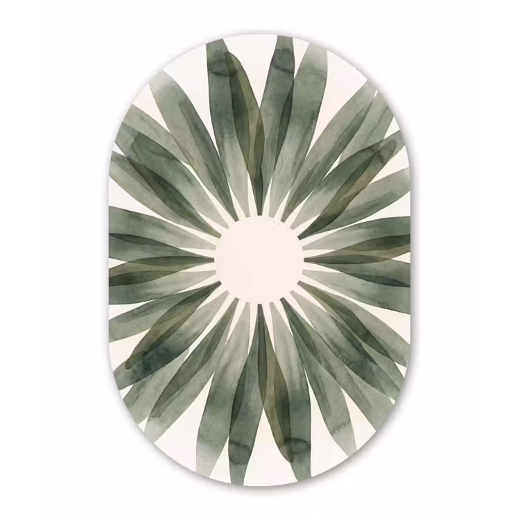 Planten - Abstract - Waterverf - Groen - Natuur Wandcirkel Ovaal Forex klein -3d