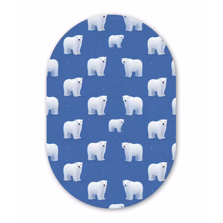 IJsbeer - Patroon - Blauw Wandcirkel Ovaal Forex klein 630 -3d