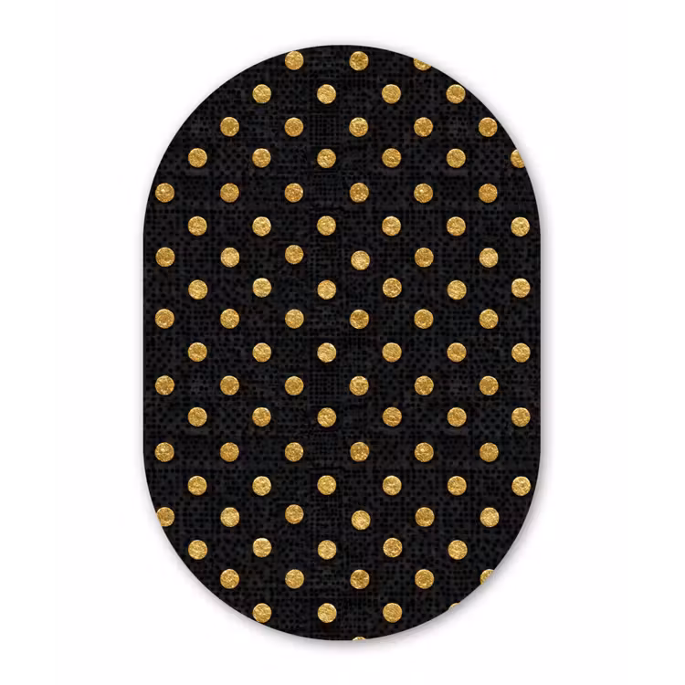 Polka Dot - Stippen - Goud - Zwart Wandcirkel Ovaal Forex klein 630 -3d