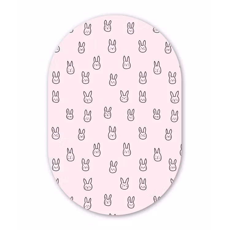 Konijnen - Minimalistisch - Roze Wandcirkel Ovaal Forex klein 630 -3d