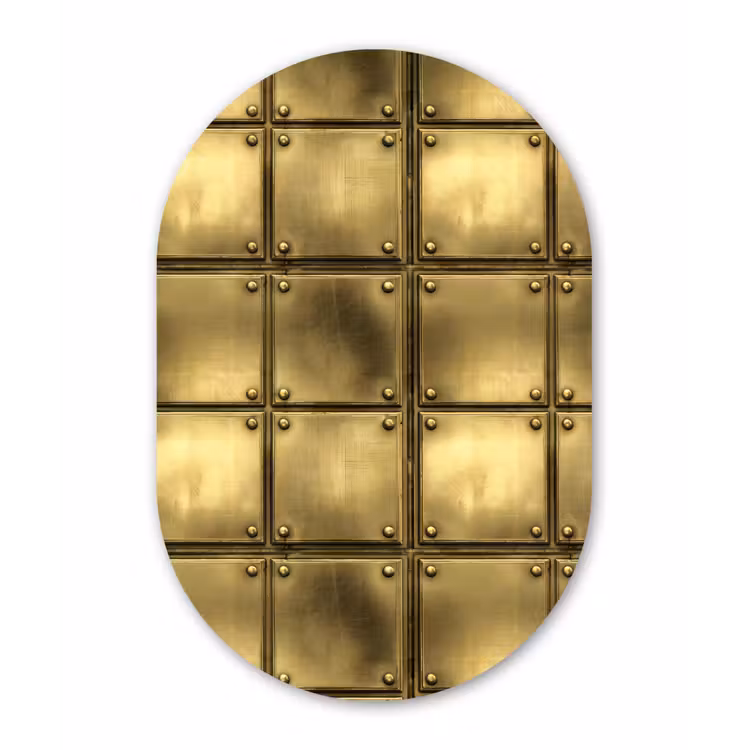 Platen - Industrieel - Stoer - Goud Wandcirkel Ovaal Forex klein 630 -3d