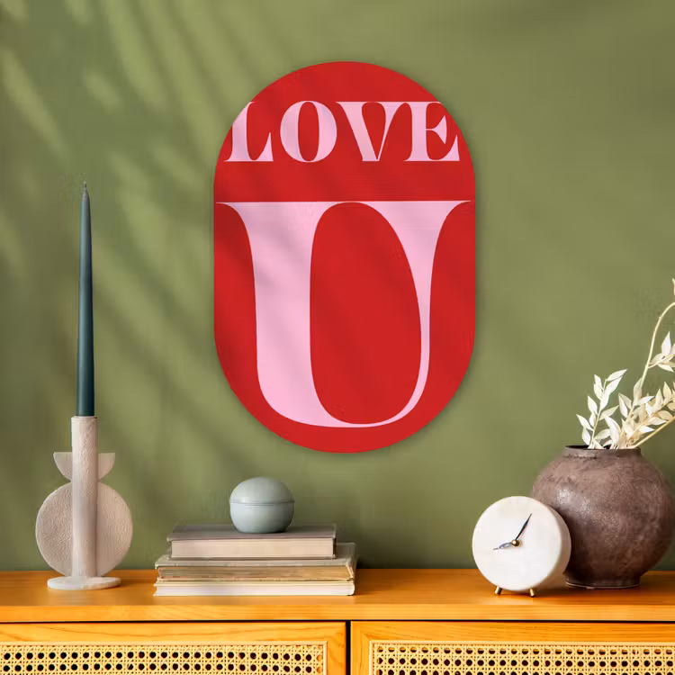Rood - Love - Valentijn - Roze Wandcirkel Ovaal Forex klein -sfeer2