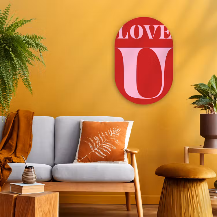 Rood - Love - Valentijn - Roze Wandcirkel Ovaal Forex klein -sfeer4