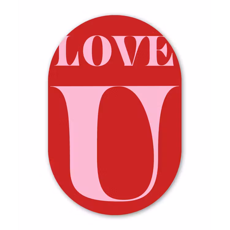 Rood - Love - Valentijn - Roze Wandcirkel Ovaal Forex klein -3d