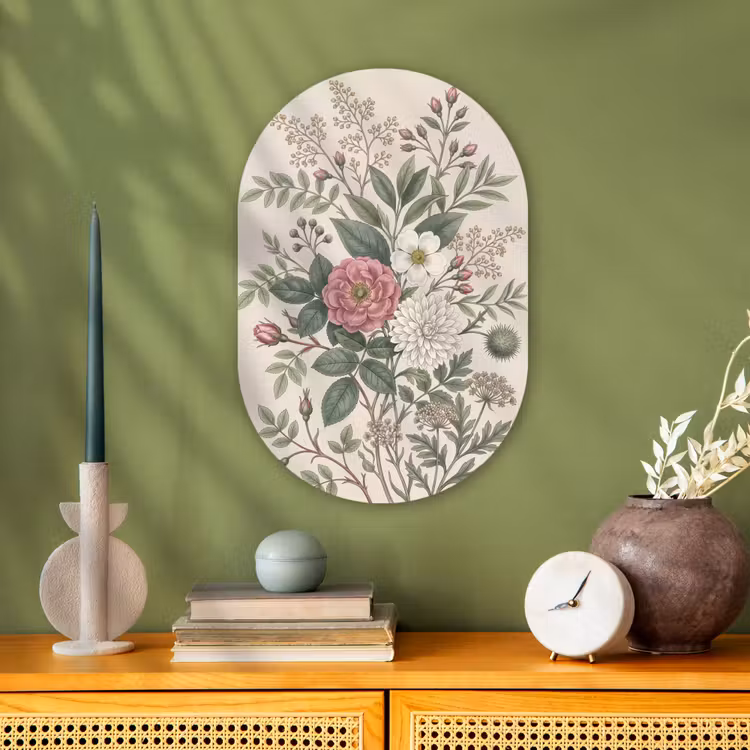 Romantisch - Design - Kleurrijk Wandcirkel Ovaal Forex klein -sfeer2