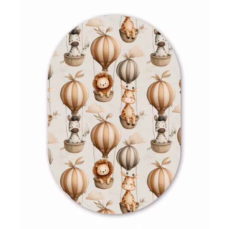 Safari - Luchtballonen - Taupe Wandcirkel Ovaal Forex klein 630 -3d