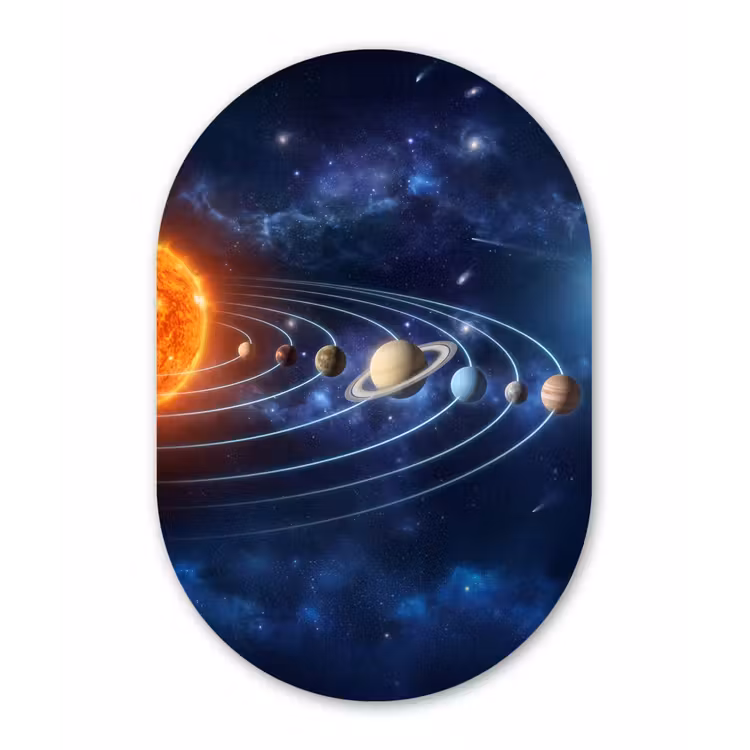Ruimte - Zonnestelsel - Blauw Wandcirkel Ovaal Forex klein -3d