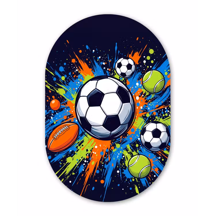 Sport - Ballen - Kleurrijk Wandcirkel Ovaal Forex klein -3d