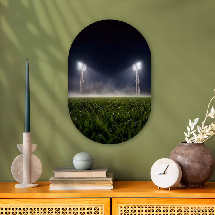 Stadion - Lichtmast - Sport - Nacht Wandcirkel Ovaal Forex klein -sfeer2