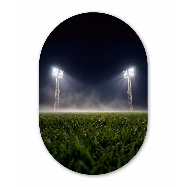 Stadion - Lichtmast - Sport - Nacht Wandcirkel Ovaal Forex klein -3d