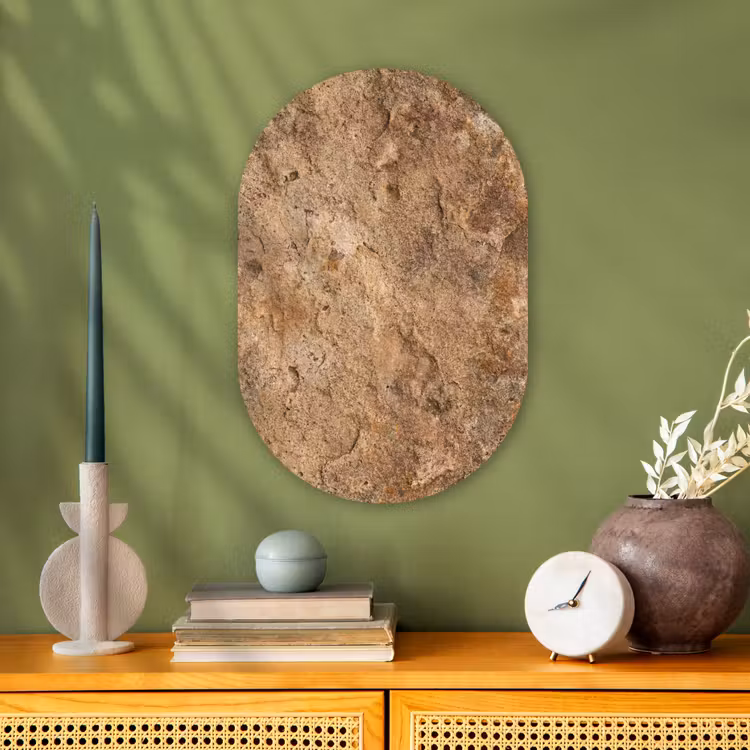 Steen - Natuur - Textuur - Abstract - Bruin Wandcirkel Ovaal Forex klein -sfeer2
