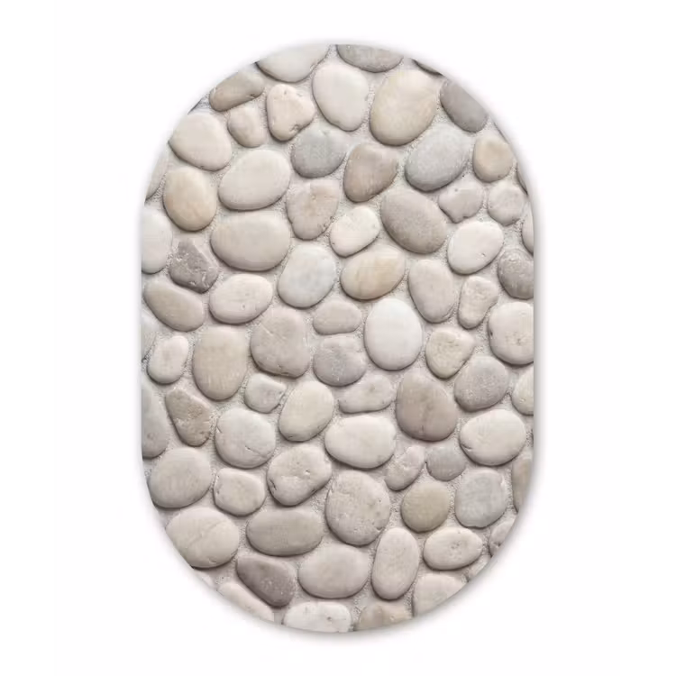 Steen - Kiezel - Natuur - Minimalistisch - Beige Wandcirkel Ovaal Forex klein -3d