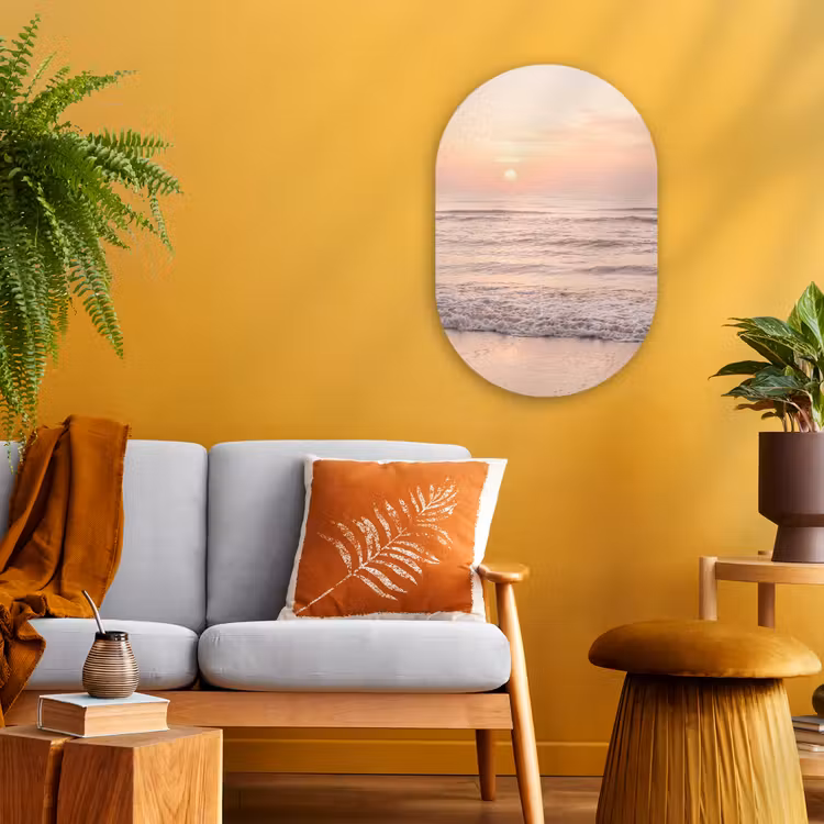 Zon - Strand - Roze Wandcirkel Ovaal Forex klein -sfeer4