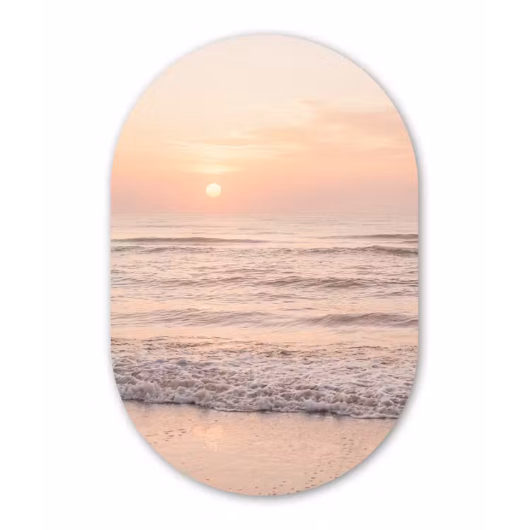 Zon - Strand - Roze Wandcirkel Ovaal Forex klein -3d