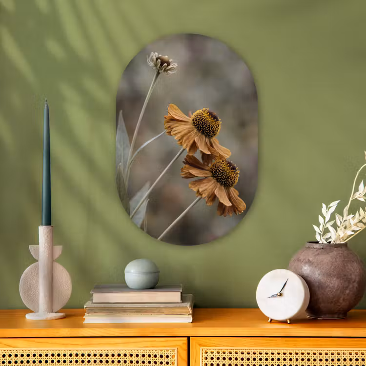 Zonnehoed - Droogbloemen - Geel - Warm Wandcirkel Ovaal Forex klein -sfeer2