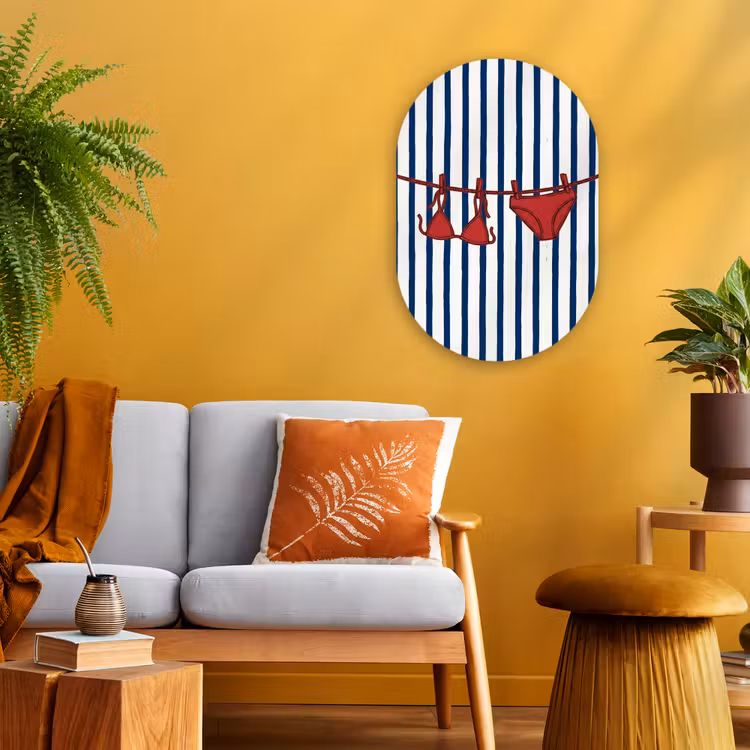 Badkleding - Waslijn - Zomer - Illustratie - Rood Wandcirkel Ovaal Forex klein -sfeer4