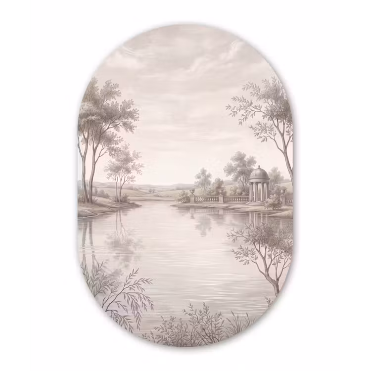 Terras - Water - Natuur - Landschap Wandcirkel Ovaal Forex klein -3d