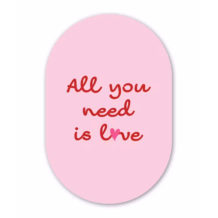 Tekst - Roze - Love - Hart Wandcirkel Ovaal Forex klein -3d
