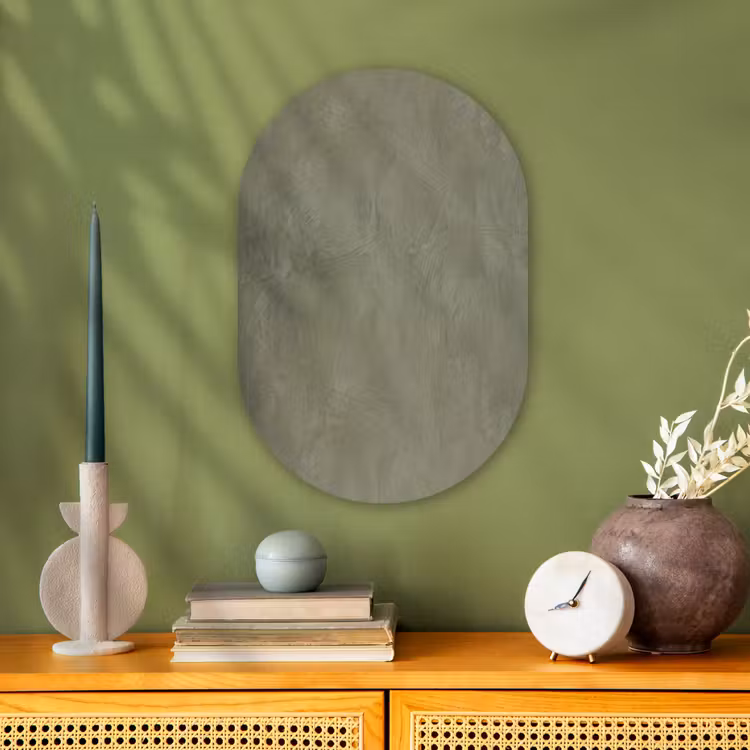 Textuur - Betonlook - Achtergrond - Modern - Groen Wandcirkel Ovaal Forex klein -sfeer2
