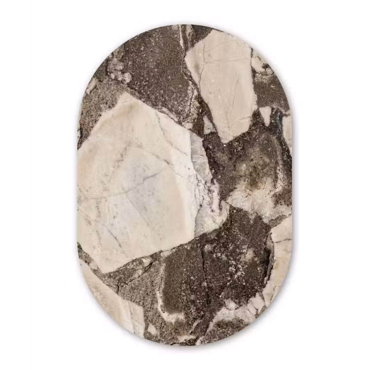 Textuur - Marmer - Abstract - Beige - Bruin Wandcirkel Ovaal Forex klein -3d