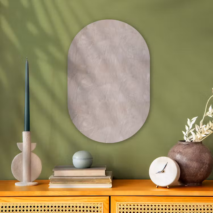 Textuur - Wand - Modern - Beige - Abstract Wandcirkel Ovaal Forex klein -sfeer2