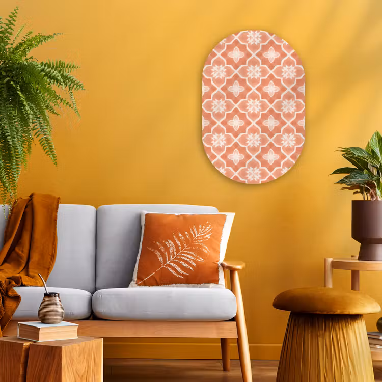 Tegelpatroon - Arabesk - Vintage - Terracotta Wandcirkel Ovaal Forex klein 630 -sfeer4