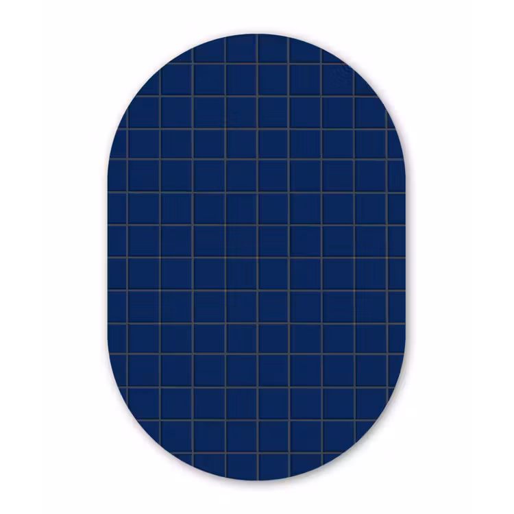 Tegel - Patroon - Blauw Wandcirkel Ovaal Forex klein 630 -3d