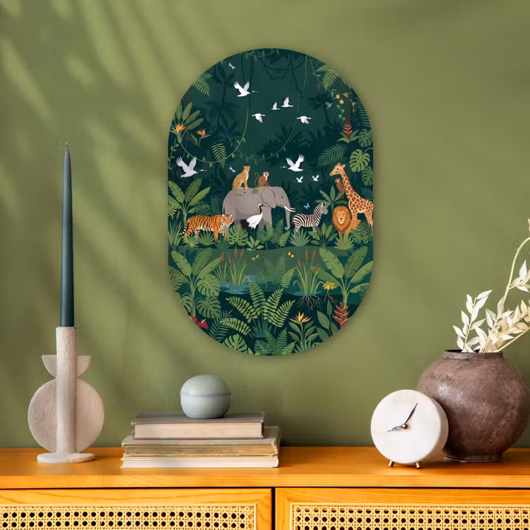 Tropisch - Jungle - Groen Wandcirkel Ovaal Forex klein -sfeer2