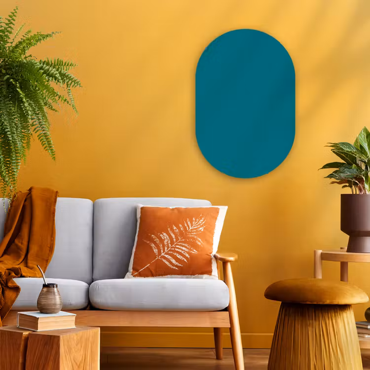 Tropical - Peacock - Blauw Wandcirkel Ovaal Forex klein 630 -sfeer4
