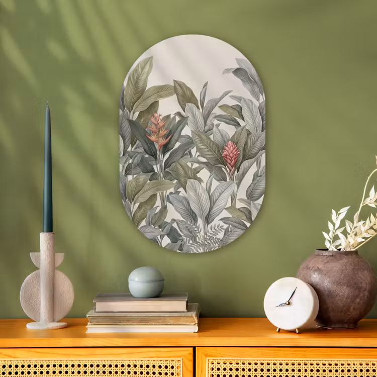 Tropisch - Planten - Modern - Groen Wandcirkel Ovaal Forex klein -sfeer2