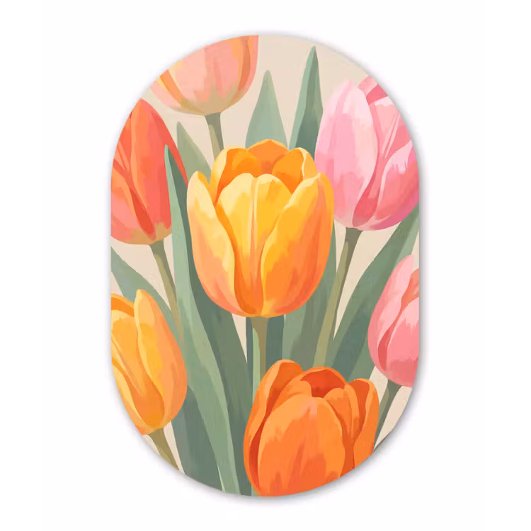 Tulpen - Abstract - Kleurrijk Wandcirkel Ovaal Forex klein -3d