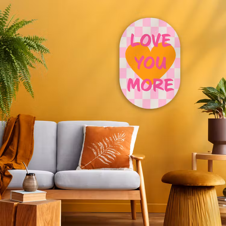 Valentijn - Love - Roze - Oranje Wandcirkel Ovaal Forex klein -sfeer4