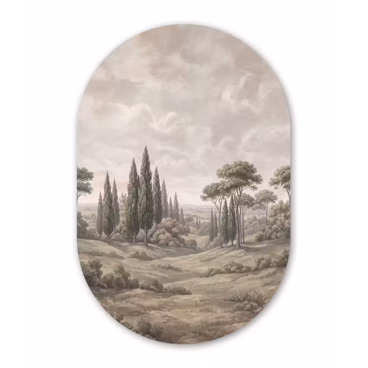 Vallei - Bos - Natuur - Groen Wandcirkel Ovaal Forex klein -3d
