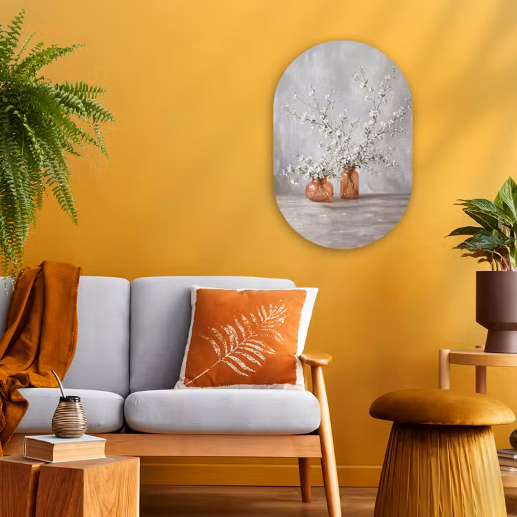 Vazen - Bloemen - Oranje Wandcirkel Ovaal Forex klein -sfeer4
