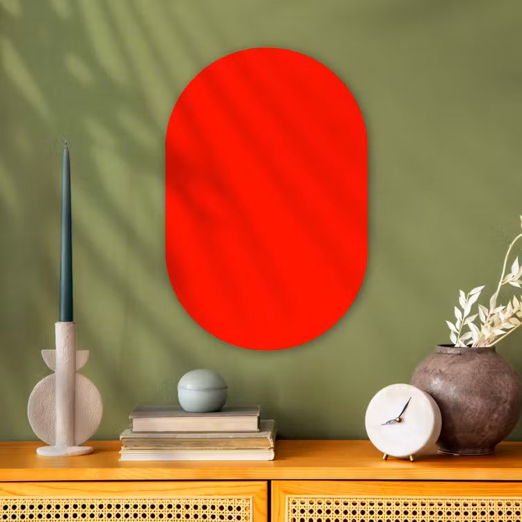 Vibrant - Vermilion - Rood Wandcirkel Ovaal Forex klein 630 -sfeer2