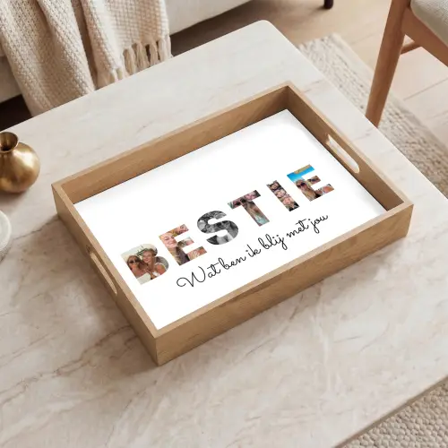 Bestie - Lettercollage Dienblad Rechthoek middel -sfeer1