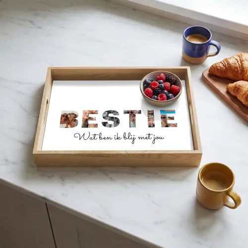 Bestie - Lettercollage Dienblad Rechthoek middel -sfeer2