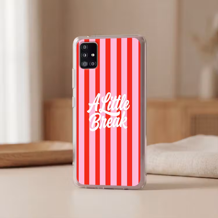 A Little Break - Strepen - Rood - Roze Telefoonhoesje Samsung Galaxy A51 5G klein -sfeer2