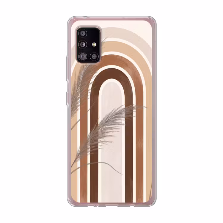 Abstract - Bogen - Plant - Boho - Beige Telefoonhoesje Samsung Galaxy A51 5G klein -3d