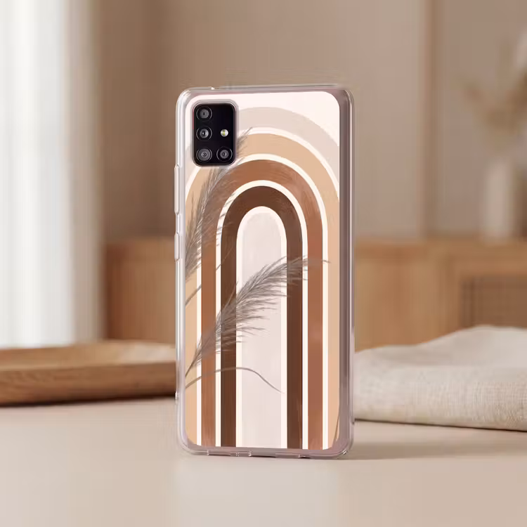 Abstract - Bogen - Plant - Boho - Beige Telefoonhoesje Samsung Galaxy A51 5G klein -sfeer2