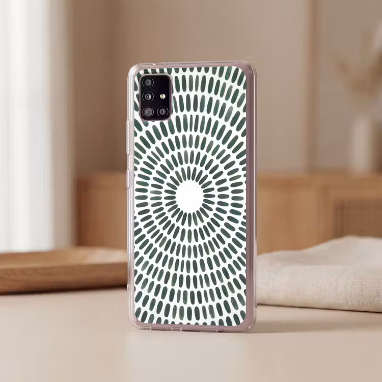 Abstract - Cirkel - Patroon - Modern - Groen Telefoonhoesje Samsung Galaxy A51 5G klein -sfeer2