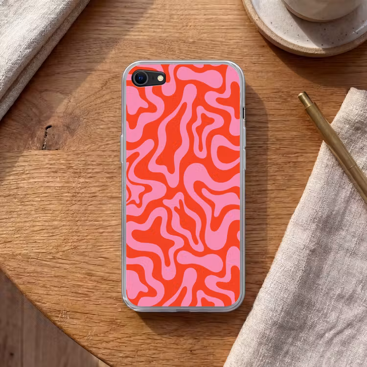 Abstract - Patroon - Rood - Roze - Minimalistisch Telefoonhoesje iPhone 7 klein -sfeer1
