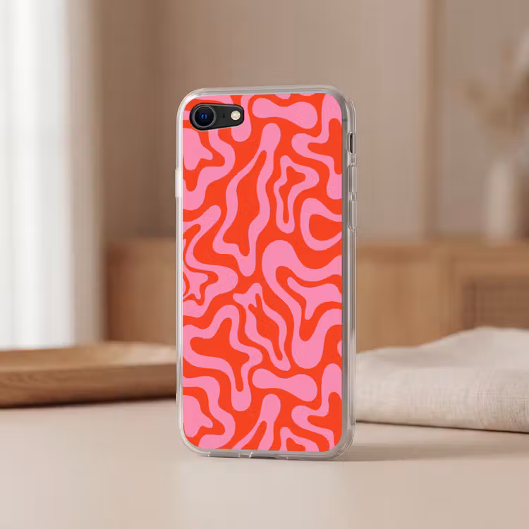 Abstract - Patroon - Rood - Roze - Minimalistisch Telefoonhoesje iPhone 7 klein -sfeer2