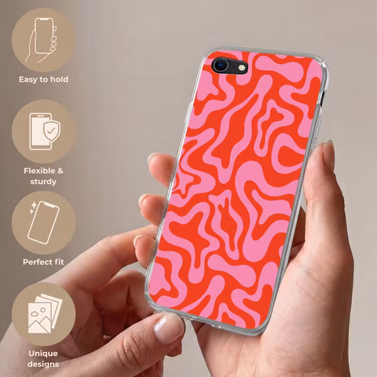 Abstract - Patroon - Rood - Roze - Minimalistisch Telefoonhoesje iPhone 7 klein -sfeer3_EN