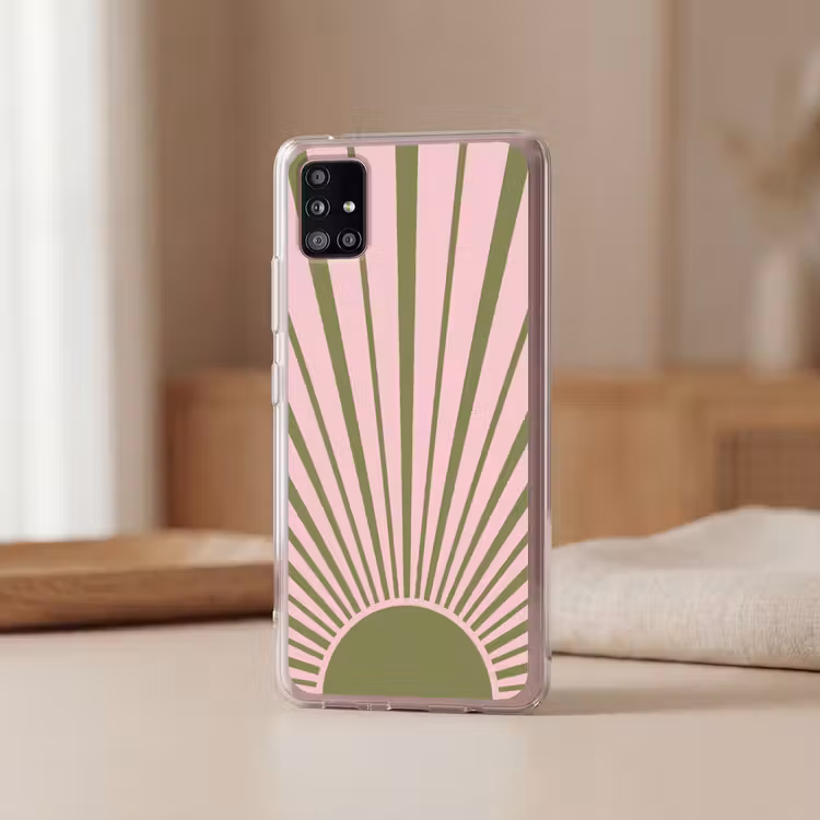 Abstract - Stralen - Grafisch - Roze - Groen Telefoonhoesje Samsung Galaxy A51 5G klein -sfeer2