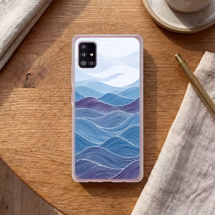 Abstract - Golven - Patroon - Blauw - Modern Telefoonhoesje Samsung Galaxy A51 5G klein -sfeer1